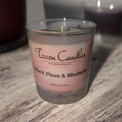 Black Plum & Rhubarb Scented Candle in Glass Container | Luxury Hand-Poured Candle